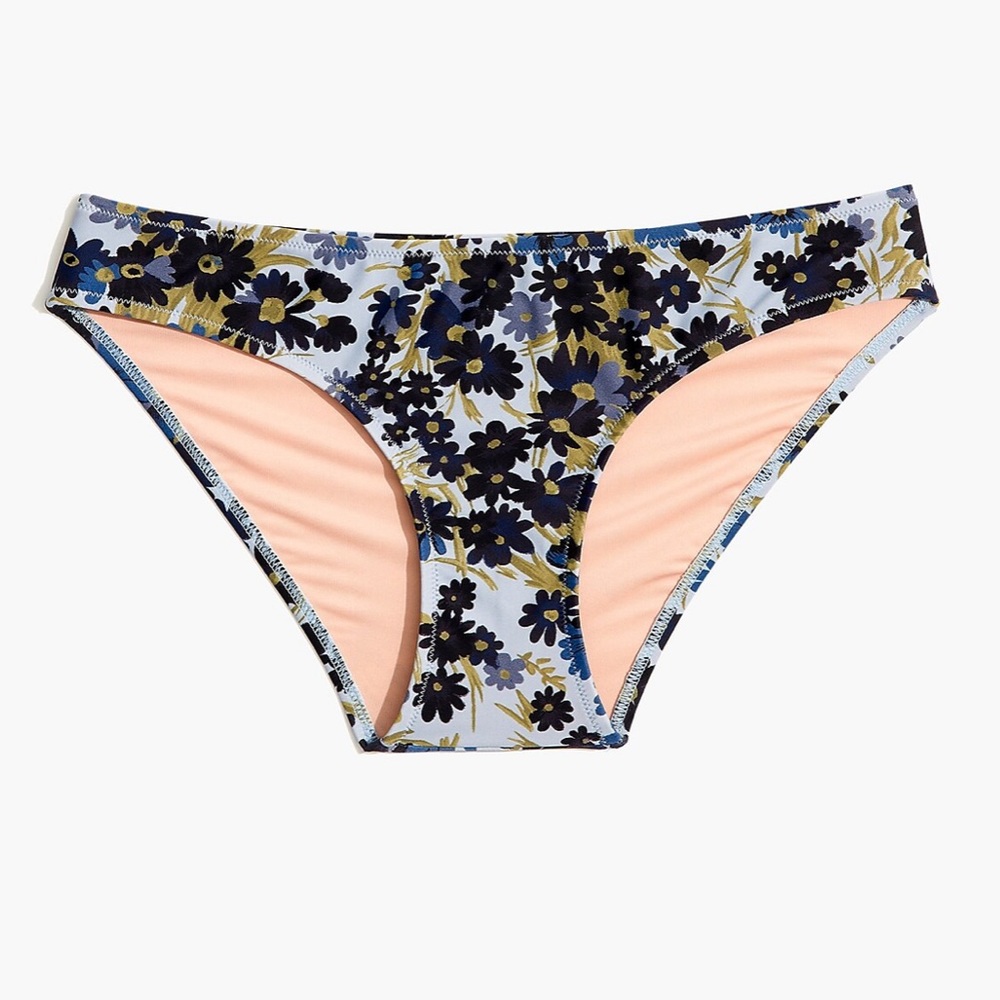 NWT Madewell Floral Classic Bikini Bottom - Blue - Small